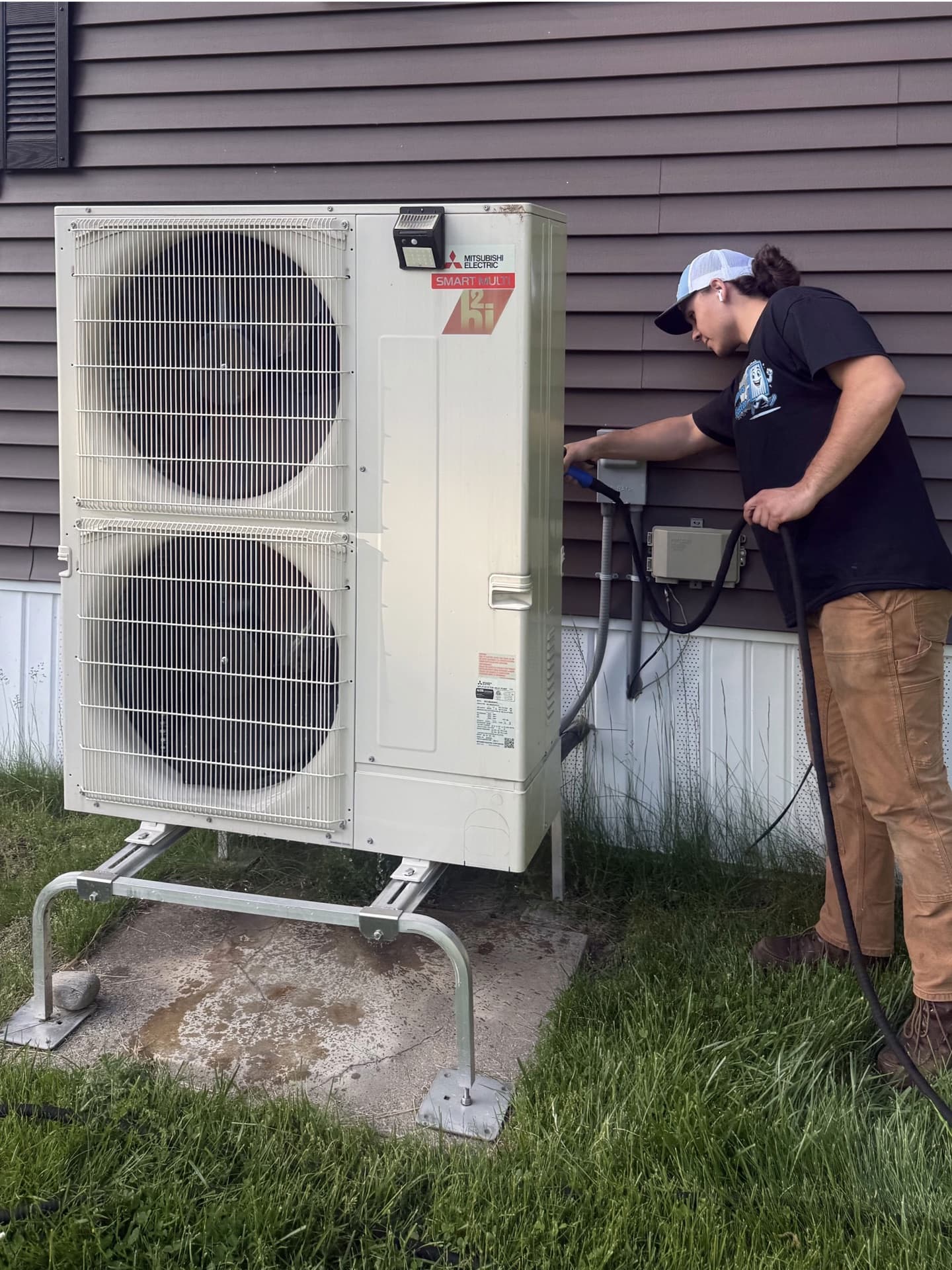 [Friend's Name] on an outdoor unit cleanup visit