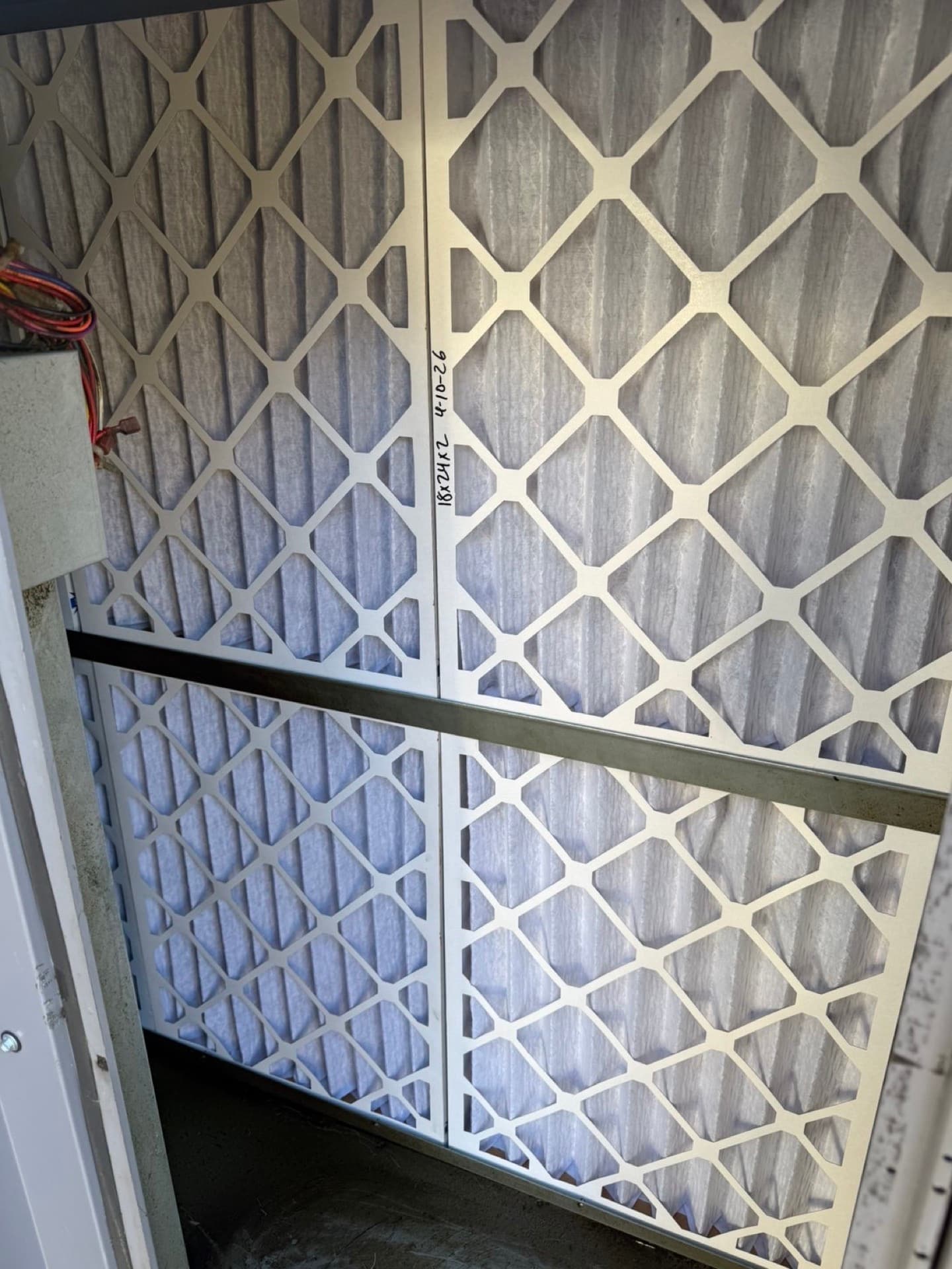 Fresh pleated filters, dated and sized for each customer's system