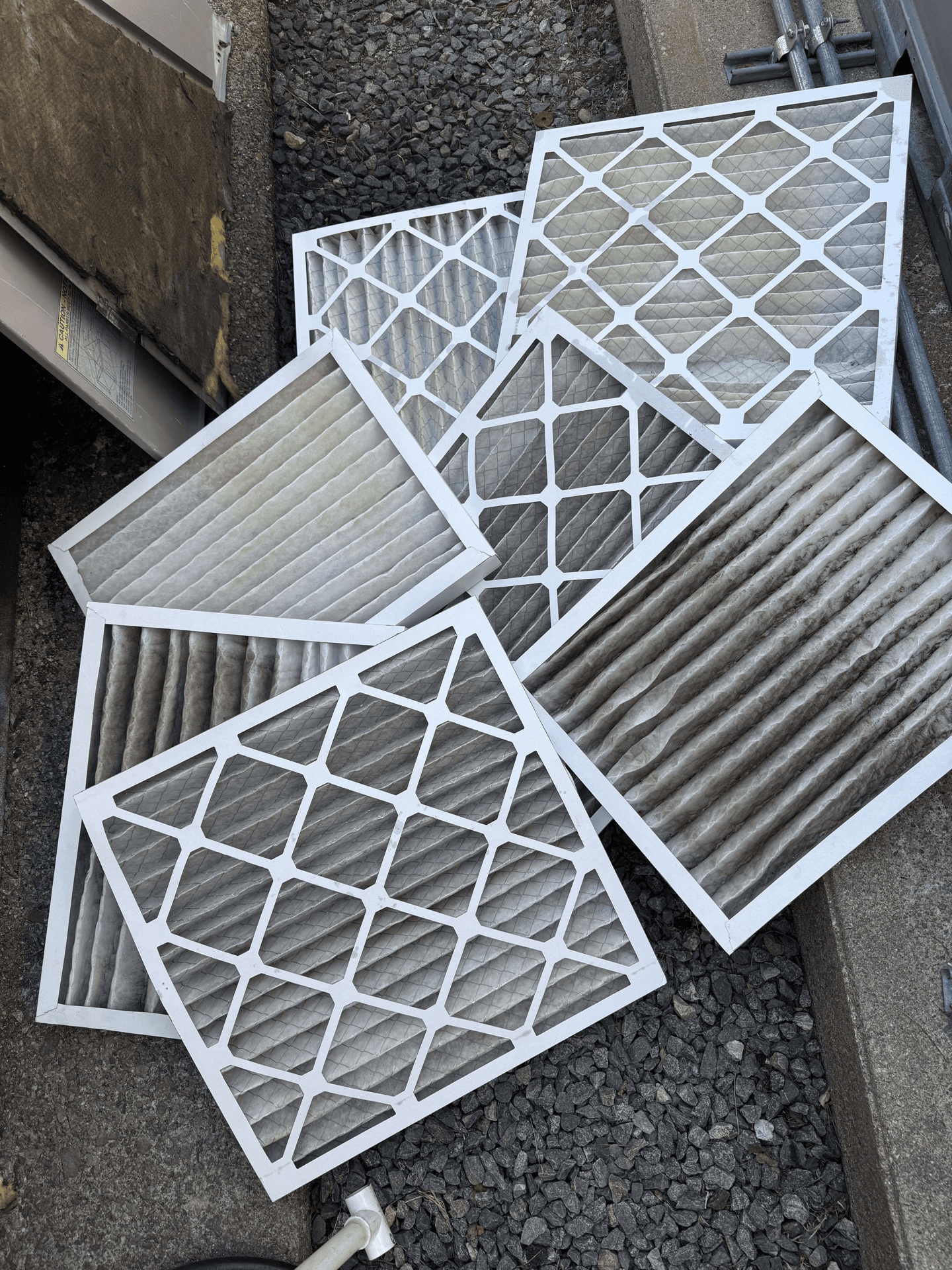 A stack of used filters pulled from a single quarterly route
