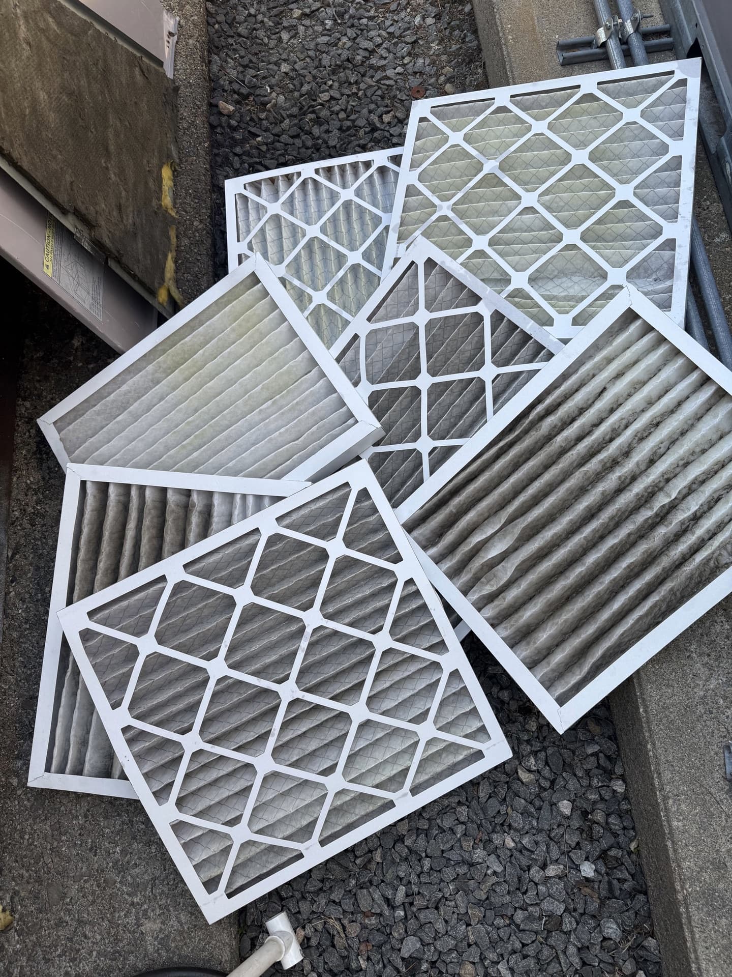 A stack of used filters pulled from a single quarterly route